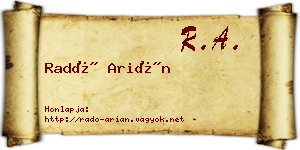 Radó Arián névjegykártya